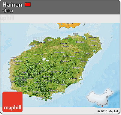 Satellite 3D Map of Hainan, political outside