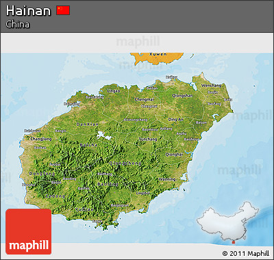 Satellite 3D Map of Hainan, political outside