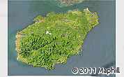 Satellite 3D Map of Hainan, semi-desaturated