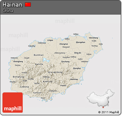 Shaded Relief 3D Map of Hainan, cropped outside