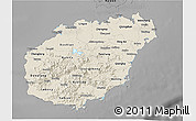 Shaded Relief 3D Map of Hainan, darken, desaturated
