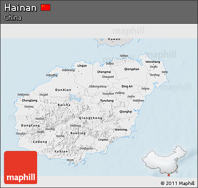 Silver Style 3D Map of Hainan