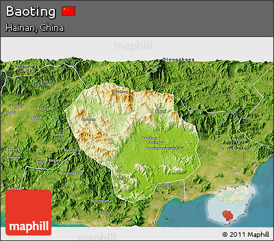 Physical 3D Map of Baoting, satellite outside