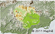 Physical 3D Map of Baoting, semi-desaturated