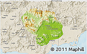 Physical 3D Map of Baoting, shaded relief outside
