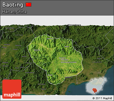 Satellite 3D Map of Baoting, darken