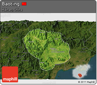 Satellite 3D Map of Baoting, darken