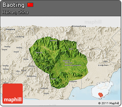 Satellite 3D Map of Baoting, shaded relief outside