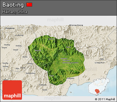 Satellite 3D Map of Baoting, shaded relief outside