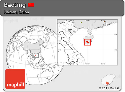 Blank Location Map of Baoting, highlighted country