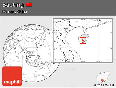 Blank Location Map of Baoting, highlighted parent region