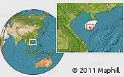 Satellite Location Map of Baoting, highlighted parent region