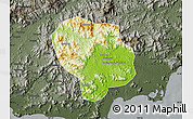 Physical Map of Baoting, darken, semi-desaturated
