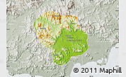 Physical Map of Baoting, lighten, semi-desaturated