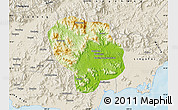 Physical Map of Baoting, shaded relief outside