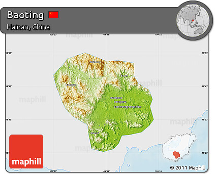 Physical Map of Baoting, single color outside