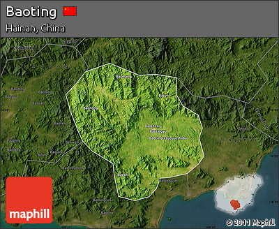 Satellite Map of Baoting, darken