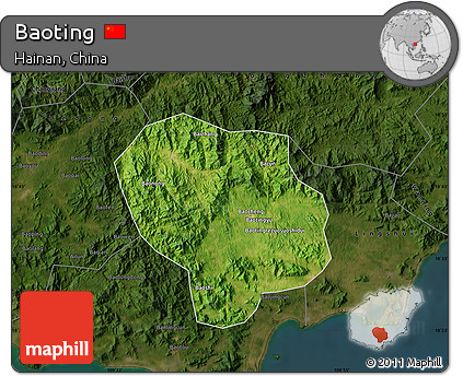 Satellite Map of Baoting, darken