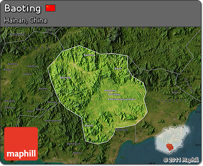 Satellite Map of Baoting, darken