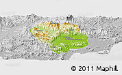 Physical Panoramic Map of Baoting, lighten, desaturated