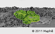 Satellite Panoramic Map of Baoting, desaturated