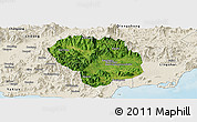 Satellite Panoramic Map of Baoting, shaded relief outside