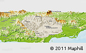 Shaded Relief Panoramic Map of Baoting, physical outside