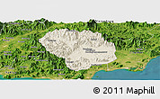 Shaded Relief Panoramic Map of Baoting, satellite outside