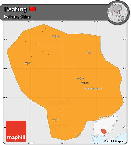 Political Simple Map of Baoting, single color outside