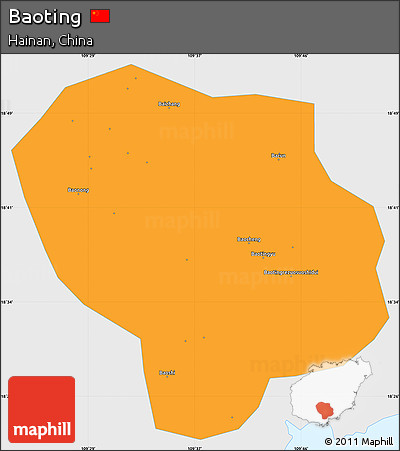 Political Simple Map of Baoting, single color outside