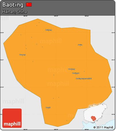 Political Simple Map of Baoting, single color outside