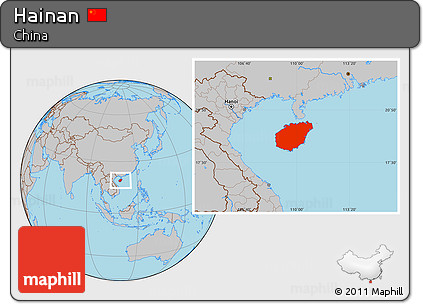 Gray Location Map of Hainan