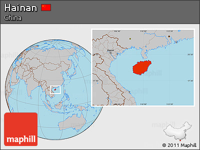 Gray Location Map of Hainan