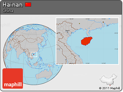 Gray Location Map of Hainan