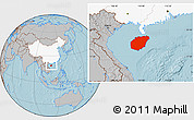Gray Location Map of Hainan, highlighted country, hill shading