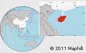 Gray Location Map of Hainan, highlighted country