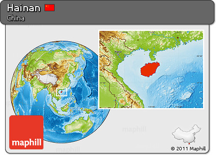 Physical Location Map of Hainan