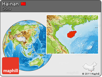 Physical Location Map of Hainan