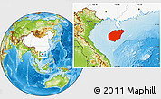 Physical Location Map of Hainan, highlighted country