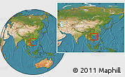 Satellite Location Map of Hainan, within the entire country