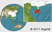 Satellite Location Map of Hainan, highlighted country