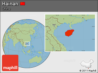 Savanna Style Location Map of Hainan