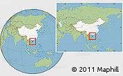 Savanna Style Location Map of Hainan, highlighted country, within the entire country