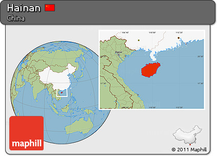 Savanna Style Location Map of Hainan, highlighted country