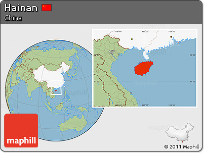 Savanna Style Location Map of Hainan, highlighted country