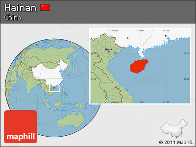 Savanna Style Location Map of Hainan, highlighted country