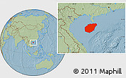 Savanna Style Location Map of Hainan, hill shading