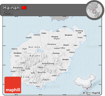 Gray Map of Hainan, single color outside