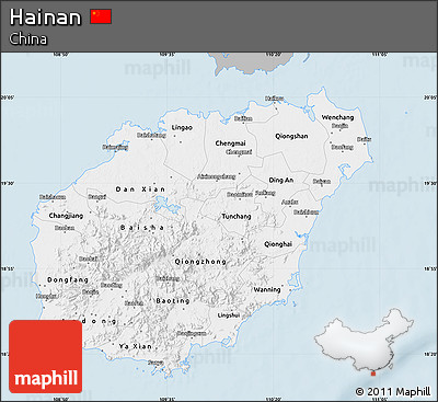 Gray Map of Hainan, single color outside