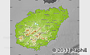 Physical Map of Hainan, darken, desaturated